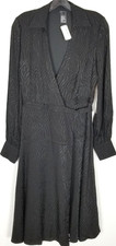 Jay Godfrey Women Manning Zebra-Print Puff-Sleeve Wrap Dress Sz 6 Black Party