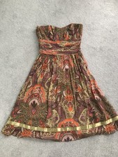 TED BAKER Strapless Dress - Size 2 UK 8-10 - paisley print