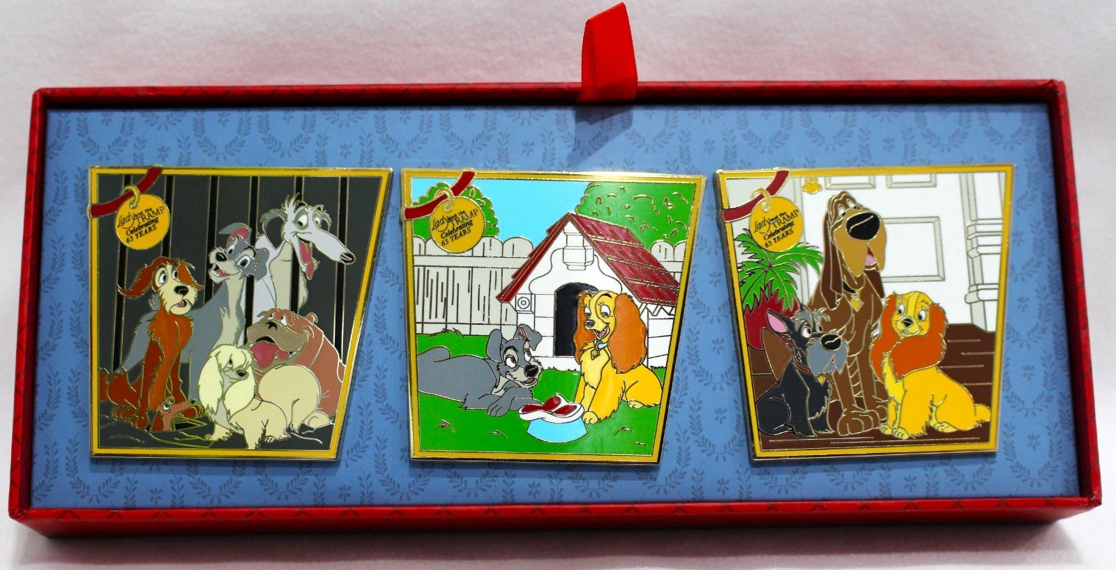 Disney Lady And The Tramp 65th Anniversary 3 Pin Set Limited Edition 1000