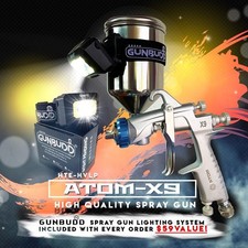 Gravity Feed Hvlp Spray Gun Atom X9 Car Paint Kit Free Gunbudd Light