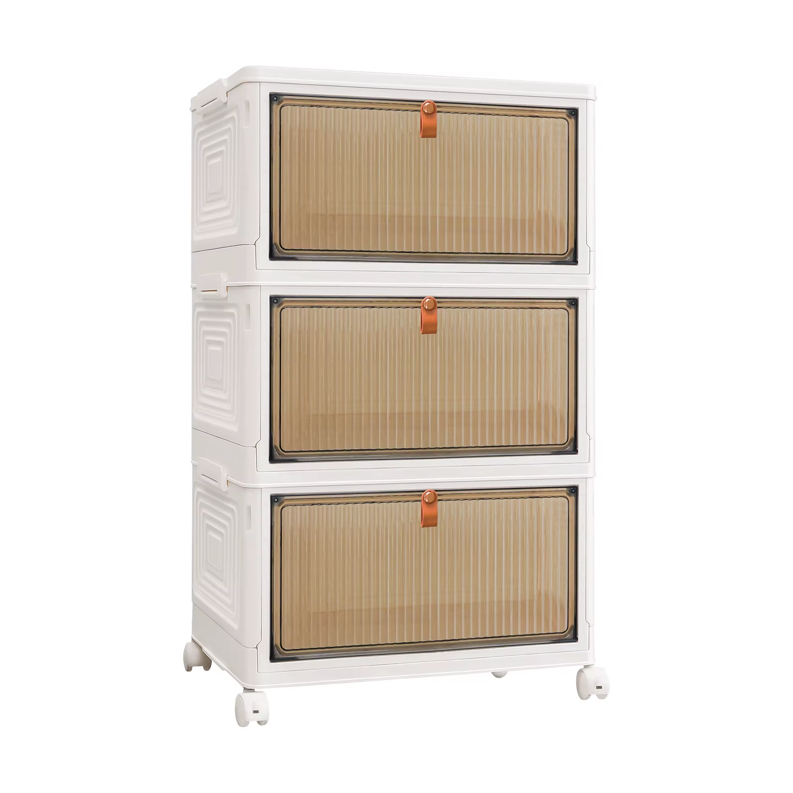 3 4 5 Tier Stackable Storage Boxes Foldable Plastic Organiser with Lids Wheels