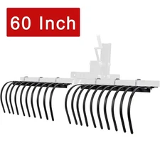 60" Landscape Rake Pine Straw Rake Rock Rake w/20 Tines Fits for Tractor/ATV/UTV