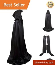 Elegant Black Hooded Cape for Halloween, Christmas, and Role Play Costume