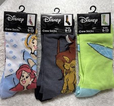 Disney Socks 3 Pr/princess/Lion King/Tinkerbell/adult 9-13