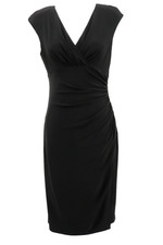 Lauren Ralph Lauren Midi Dress Womens Sz 8 Black Sleeveless Ruched Event Wedding