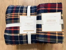 Pottery Barn Kids Danbury Plaid Twin Comforter Quilt & Standard Sham, New