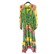 Farm Rio Green Mixed Picnic Ruffle maxi Size Small new