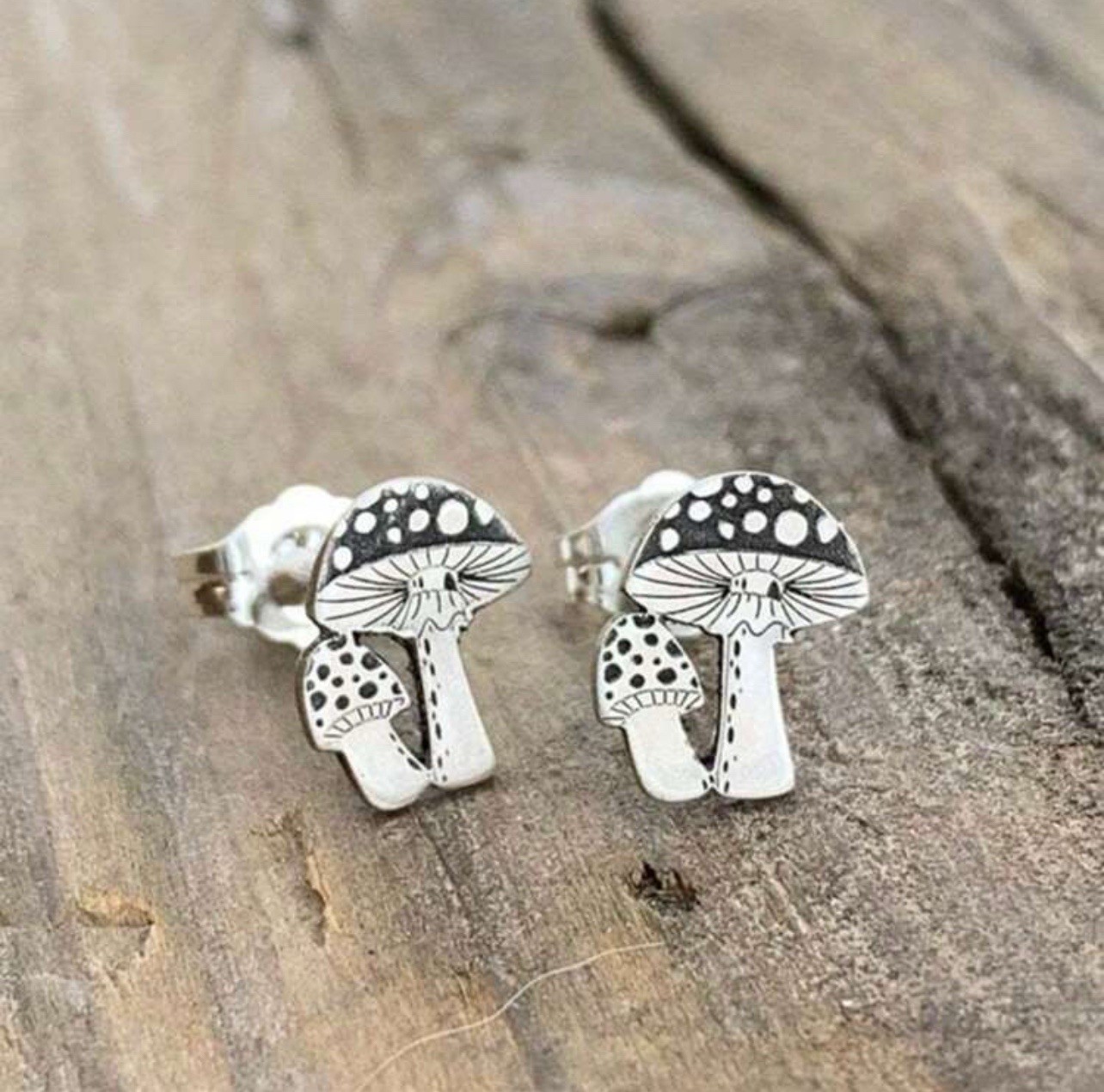 Sterling Silver 8mm Mushroom Post Stud Earrings