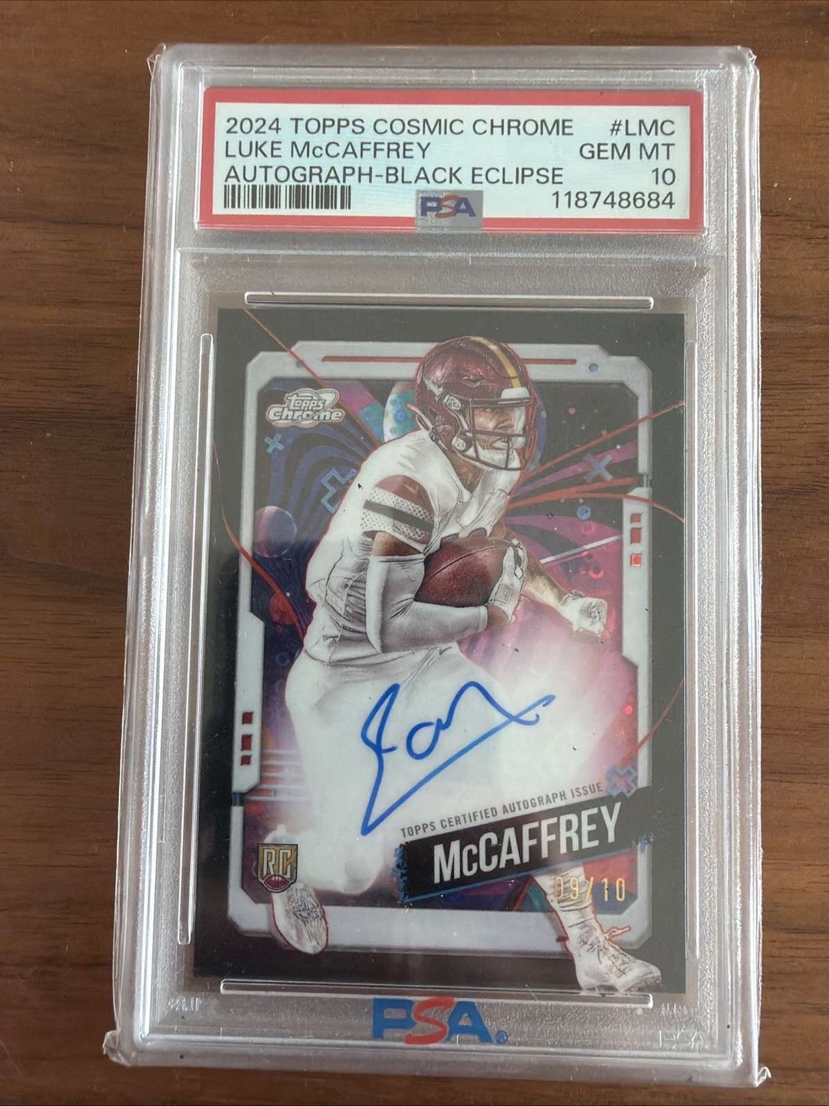 Luke McCaffrey Topps Cosmic Chrome Cosmic Chrome Autographs #LMC Black Eclipse