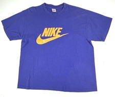 Nike Vintage 90’s Tag USA Made Purple Swoosh Shirt Sz Large Orange Swoosh