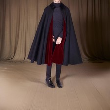 Men's Black Wool Inverness Cape Coat Victorian Style Regency Cloak