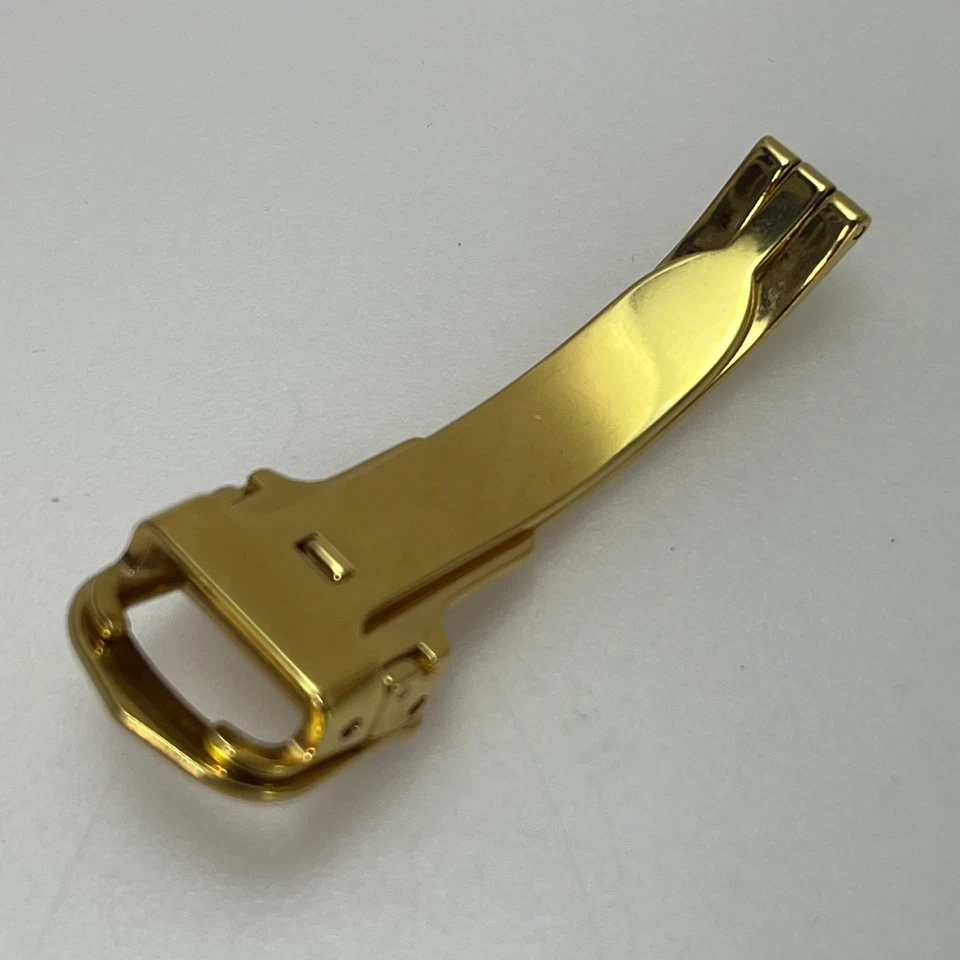 Cartier 12 mm tono dorado acero inoxidable hebilla de cierre desplegable genuino suizo #135B Foto 3 de 4