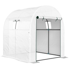 Image of 180 x 180cm Walk-In Polytunnel Greenhouse - White