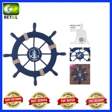 Unique 11" Nautical Ship Steering Wheel Decor with Fishing Net & Seashells