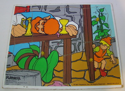 Playskool 386-03 Jack and The Beanstalk 5 Piece Wood Puzzle 1987 Made in USA