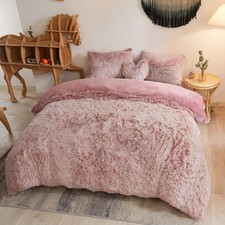 MEGO Luxury Shaggy Faux Fur Duvet Cover Set, Soft 3 Pieces Fluffy Comforter C...