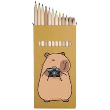 12 x 'Capybara with Camera' Long Colour Pencils PE00093391 