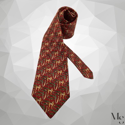 BURBERRYS Red Monkey & Belt Silk Tie Made England  55 -3.75'' EX COND