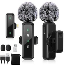 Wireless Lavalier Microphone, Noise Cancelling Lapel Recording Entry-Level 2 ...