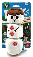 BarkBox Holiday Christmas Frosty The Smoreman XS/M Squeaky Plush Dog Toy 8x3"