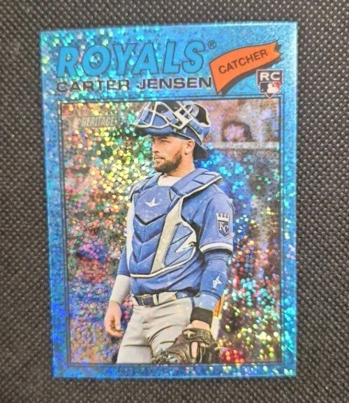 2026 Topps Heritage Chrome Light Blue Sparkle Carter Jensen SP RC #199 Royals 