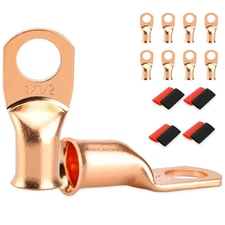 8 PCS Battery Terminal Connectors, Battery Cable Ends Lugs, 1 Gauge Wire Conn...