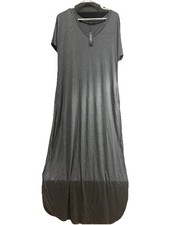 Womens Maxi Dress Size L Gray V Neck Short Sleeve Casual Stretch
