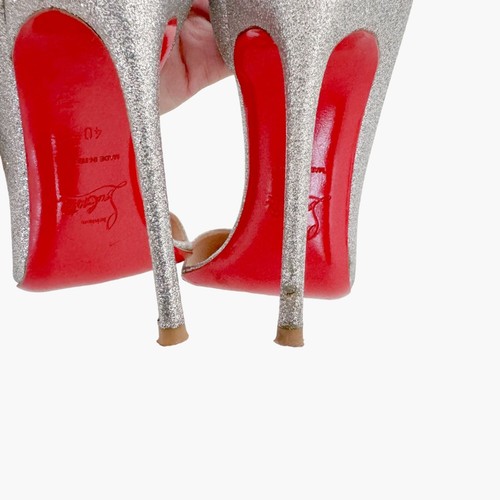 Christian Louboutin Helmour 100 Pumps EU 40 US 10 Silver Glitter High Heels - Picture 8 of 14