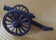 Vintage Cast Iron Cannon On Wheels Toy Used