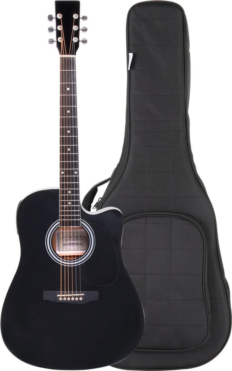 JOYMUSIC Akustikgitarre 96,5 Cm - Stahlsaiten, Vollholz, Cutaway, Komplettset Blau