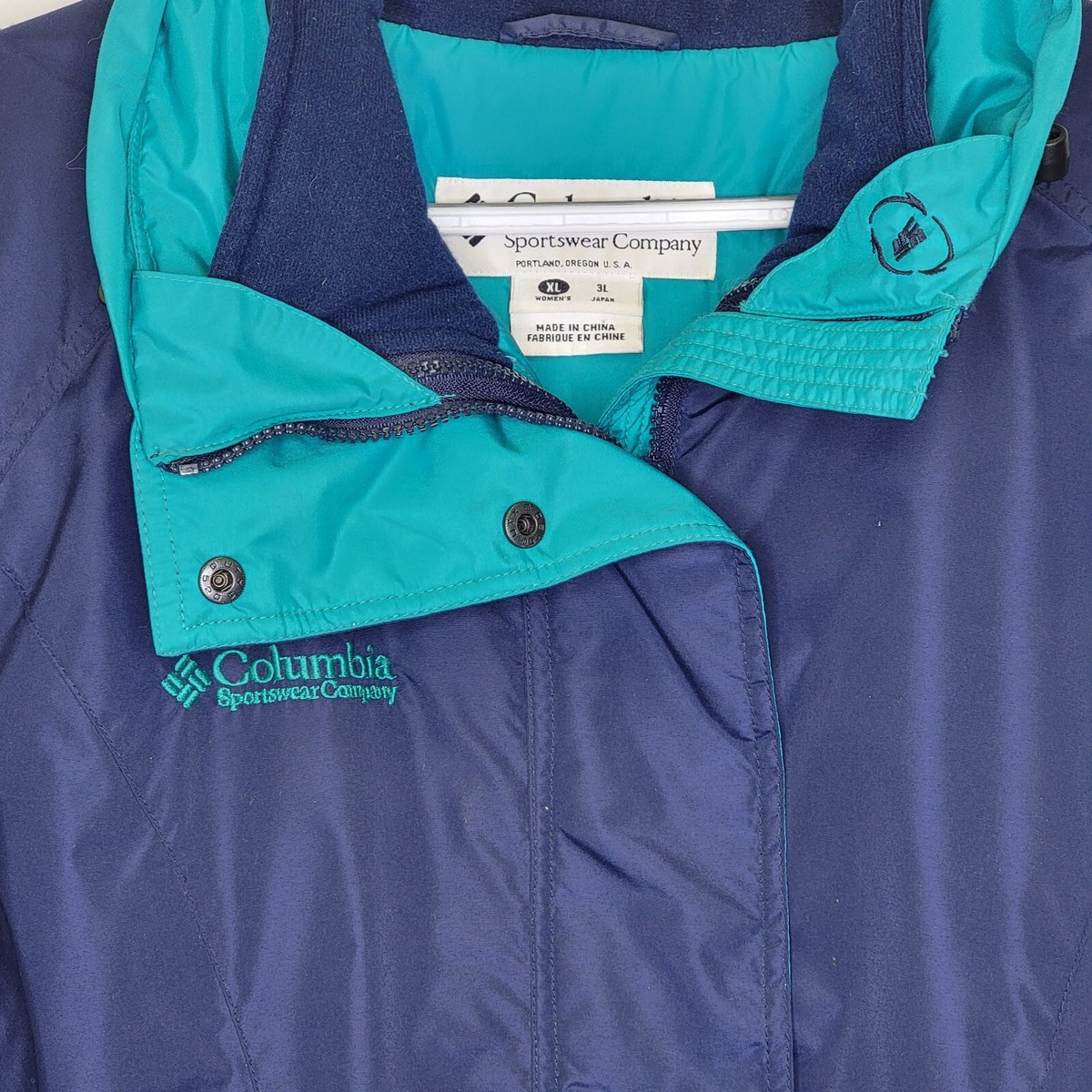 Vintage Columbia Sportswear Womens XL Ski Jacket Blue Green Gizzmo