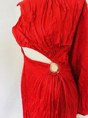 farm rio red one shoulder dress Red Bicolor One-Shoulder Mini Dress