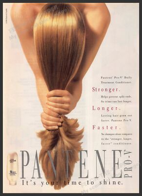 Pantene Pro-V 1990s Print Advertisement 1998 Stronger Longer Faster Hair