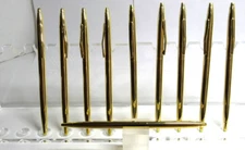 LOT OF 10 TERZETTI  "SLIM" PLUS GOLD/GT BALLPOINT PENS-UNIFORM PEN+pouches
