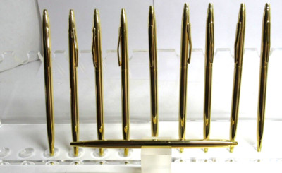 LOT OF 10 TERZETTI  ''SLIM'' PLUS GOLD/GT BALLPOINT PENS-UNIFORM PEN+pouches