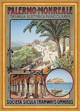 Palermo Monreale Tramvia Elettrica Funicolare Tramways Plakate A3 258 Gerahmt