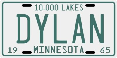 Bob Dylan 1965 MN vintage License plate 