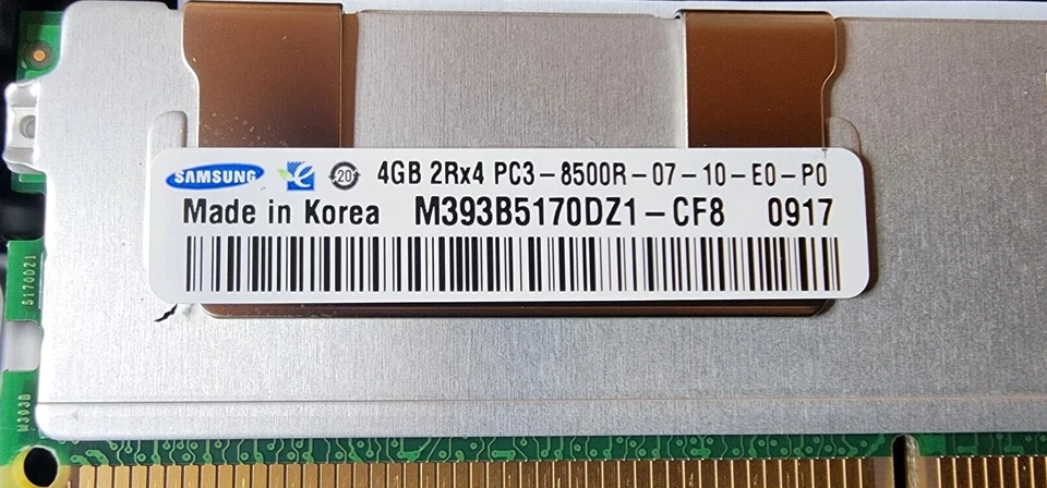 Lot of (4) SAMSUNG 4GB 2Rx4 PC3-8500R M393B5170DZ1-CF-8 Extended Memory - Image 3 of 3