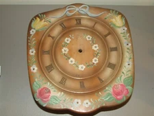 Antique Hand Painted Walnut Wag On Wall German Mid Century Mechanical Wall Clock