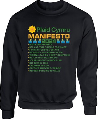Plaid Cymru Manifesto Jumper, UK Elections jumper, Vote Plaid Cymru sweatshirt