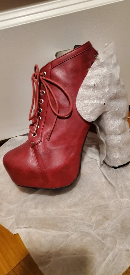 Vintage -franceska burgundy Red Spikey Back Bootie US 9 - Image 2 of 4