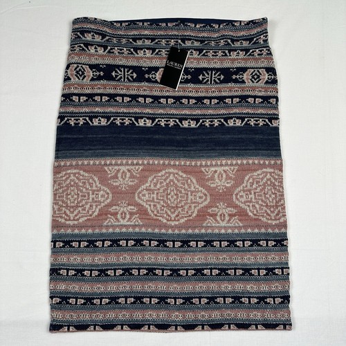 Ralph Lauren Black Label Floral Midi Pencil Skirt Sz L Blue Rose Pink Western