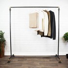 Clothing Rail Coat Rack Free Standing Single Industrial Raw Steel & Brass Pipe