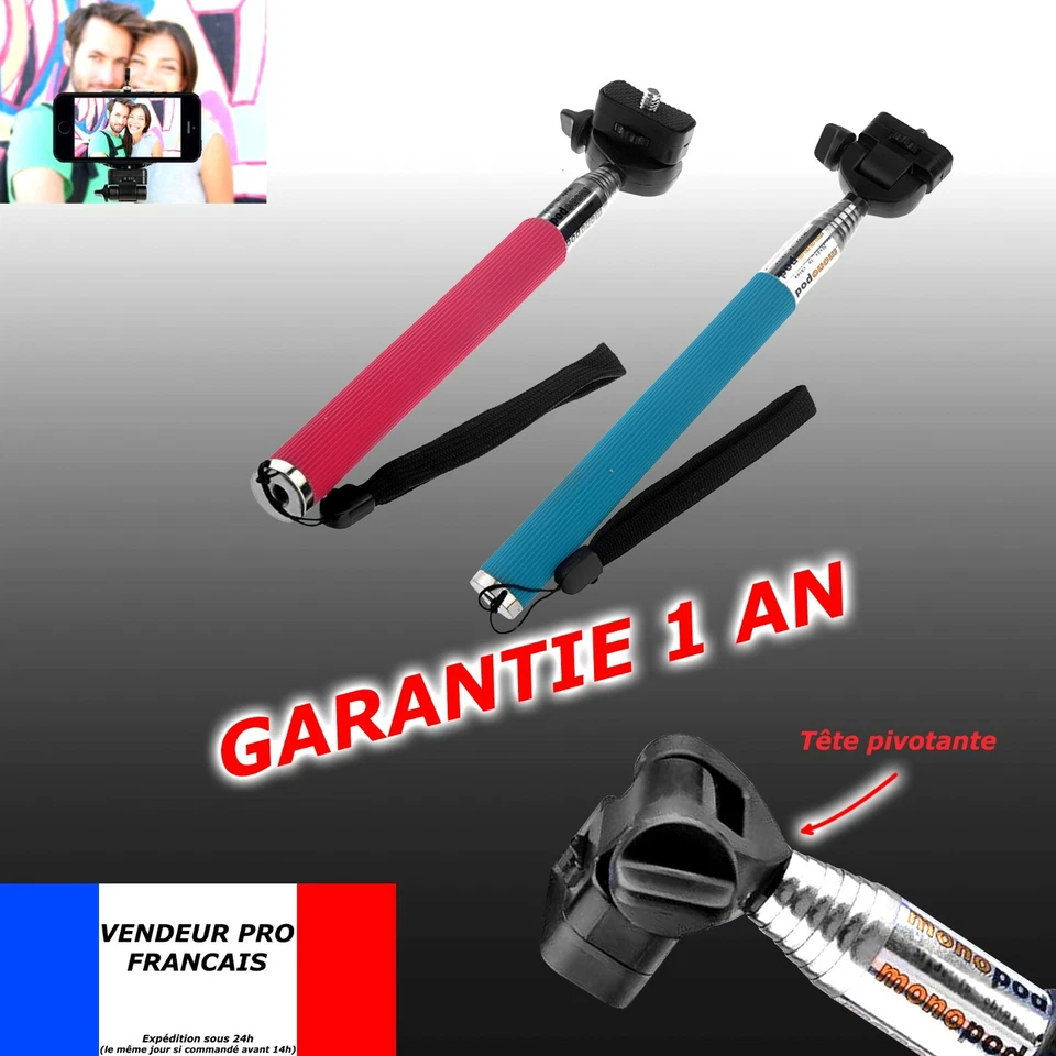 PercheTélescopique Monopode Fixation socle selfie concert autoportrait ski - Photo 1/1