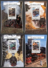 STA396 Djibouti 2016 MNH 4 Sheets High CV Railroad Steam Locomotive