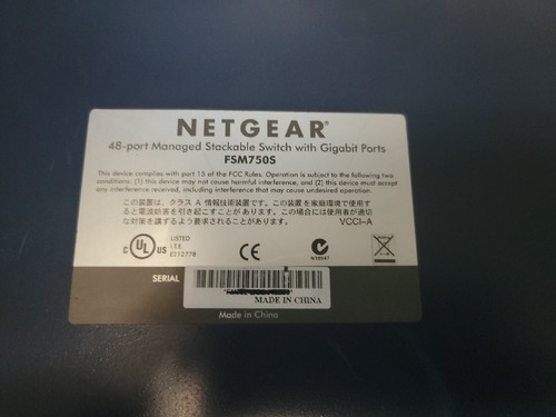 NETGEAR FSM 750S 10/100 MANAGED STACKABLE SWITCH 48 PORT 2/GB PORT - Picture 7 of 7