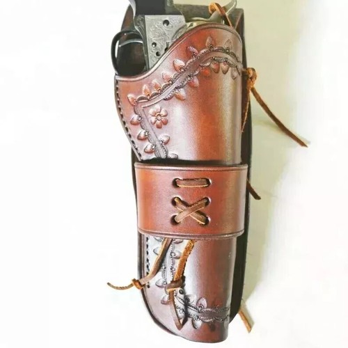HOLSTER LEATHER GUN COVER PISTOL UNIVERSAL FIT SIX SHOOTER REVOLVER SHEATH - Picture 2 of 3