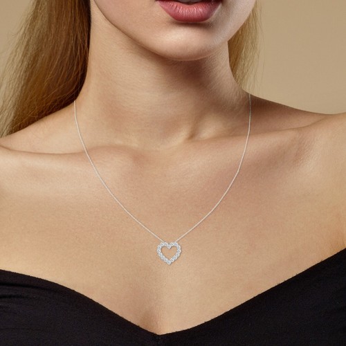 1/2 Carat TW Lab Grown Diamond Heart Shape Pendant in 14K White Gold - Picture 3 of 4