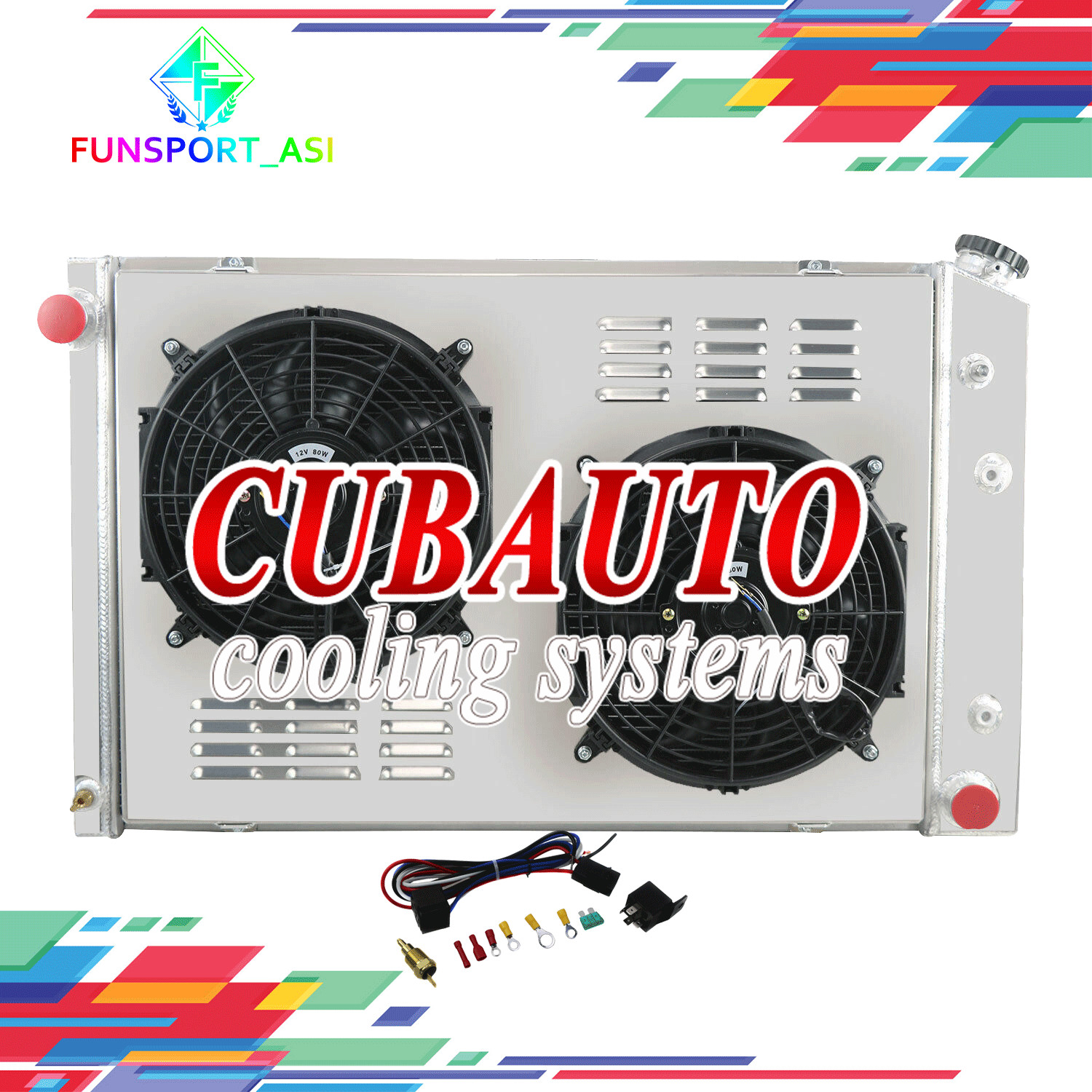 4-Row Radiator Shroud Fan Fit 1973-1987 81 Chevy C10 C20 K10 K20 GMC C2500 C1500