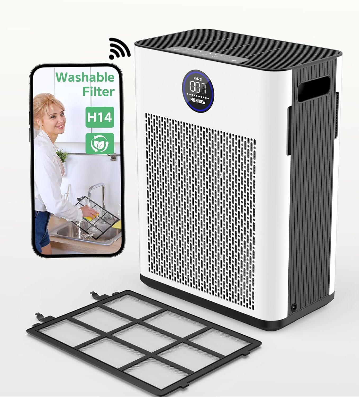 Air Purifier,FRESHDEW Purifiers for Home Up to 2300ft² With Smart AP304-R-image